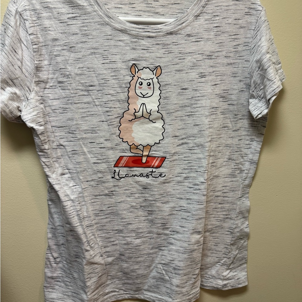 Yoga Namaste Gray Llama Graphic T-Shirt